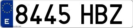 Ejemplo de matrícula española 8445 HBZ
