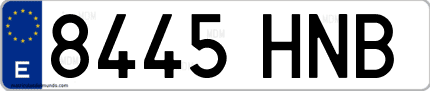 Ejemplo de matrícula de coche ordinaria 8445 HNB
