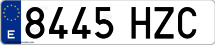 Ejemplo de matrícula de coche ordinaria 8445 HZC