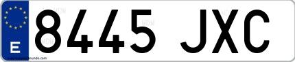 Ejemplo de matrícula española 8445 JXC