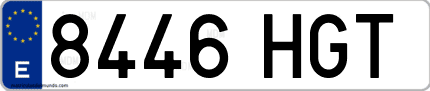 Ejemplo de matrícula de coche ordinaria 8446 HGT