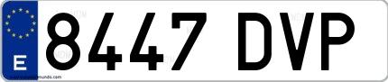 Ejemplo de matrícula española 8447 DVP