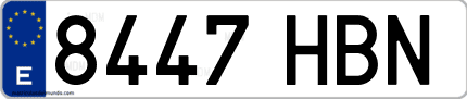Ejemplo de matrícula de coche ordinaria 8447 HBN