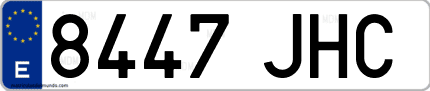 Ejemplo de matrícula de coche ordinaria 8447 JHC