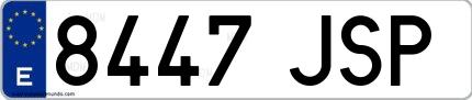 Ejemplo de matrícula española 8447 JSP