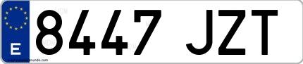Ejemplo de matrícula española 8447 JZT