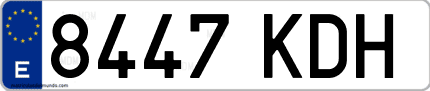 Ejemplo de matrícula de coche ordinaria 8447 KDH