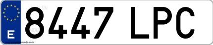 Ejemplo de matrícula española 8447 LPC
