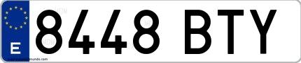 Ejemplo de matrícula española 8448 BTY