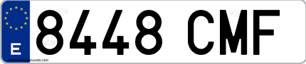 Ejemplo de matrícula de coche ordinaria 8448 CMF