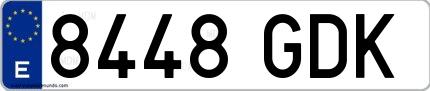 Ejemplo de matrícula española 8448 GDK