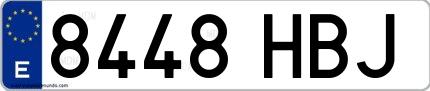 Ejemplo de matrícula española 8448 HBJ
