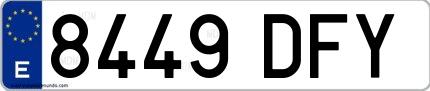 Ejemplo de matrícula española 8449 DFY