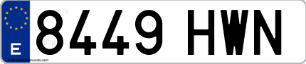Ejemplo de matrícula de coche ordinaria 8449 HWN