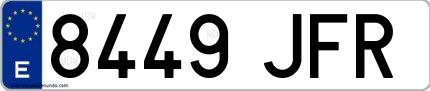 Ejemplo de matrícula española 8449 JFR