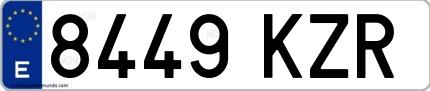 Ejemplo de matrícula española 8449 KZR