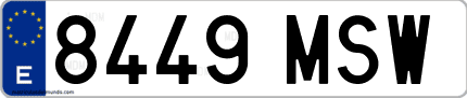 Ejemplo de matrícula de coche ordinaria 8449 MSW