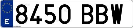 Ejemplo de matrícula española 8450 BBW