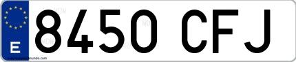 Ejemplo de matrícula española 8450 CFJ