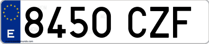 Ejemplo de matrícula de coche ordinaria 8450 CZF