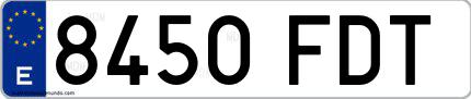 Ejemplo de matrícula española 8450 FDT
