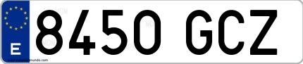 Ejemplo de matrícula española 8450 GCZ