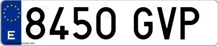 Ejemplo de matrícula española 8450 GVP