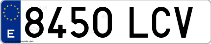 Ejemplo de matrícula de coche ordinaria 8450 LCV