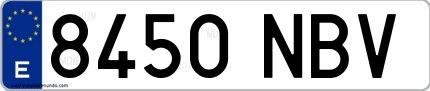 Ejemplo de matrícula española 8450 NBV