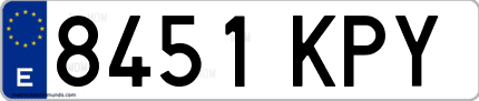 Ejemplo de matrícula de coche ordinaria 8451 KPY