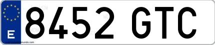 Ejemplo de matrícula española 8452 GTC