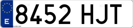 Ejemplo de matrícula española 8452 HJT