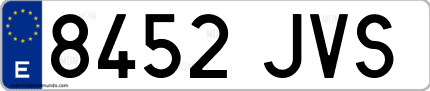 Ejemplo de matrícula de coche ordinaria 8452 JVS