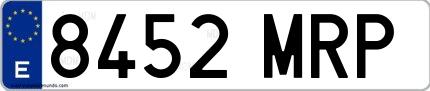 Ejemplo de matrícula española 8452 MRP