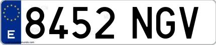 Ejemplo de matrícula española 8452 NGV