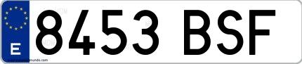 Ejemplo de matrícula española 8453 BSF