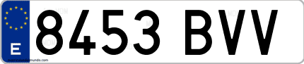 Ejemplo de matrícula de coche ordinaria 8453 BVV