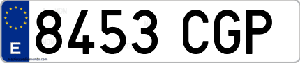 Ejemplo de matrícula de coche ordinaria 8453 CGP