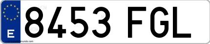 Ejemplo de matrícula española 8453 FGL
