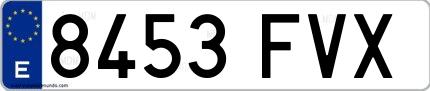 Ejemplo de matrícula española 8453 FVX