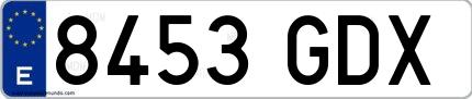 Ejemplo de matrícula española 8453 GDX