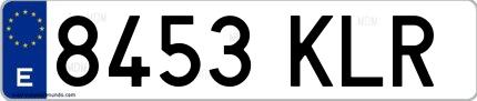 Ejemplo de matrícula de coche ordinaria 8453 KLR