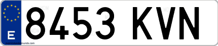 Ejemplo de matrícula de coche ordinaria 8453 KVN