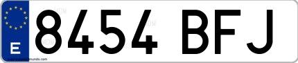 Ejemplo de matrícula española 8454 BFJ