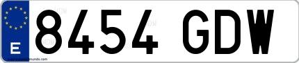 Ejemplo de matrícula de coche ordinaria 8454 GDW
