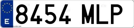 Ejemplo de matrícula española 8454 MLP