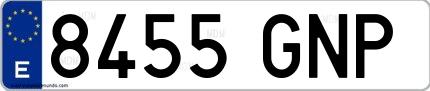 Ejemplo de matrícula española 8455 GNP