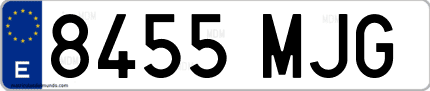 Ejemplo de matrícula de coche ordinaria 8455 MJG