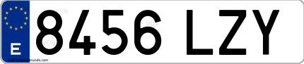 Ejemplo de matrícula española 8456 LZY