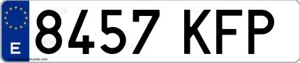 Ejemplo de matrícula española 8457 KFP